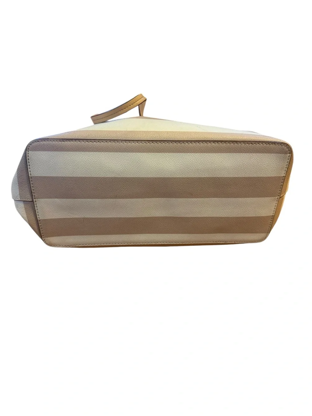 Kate spade Striped Beige & White Tote with Bow Accent